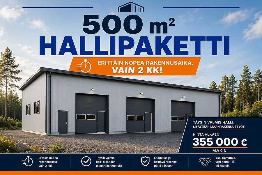 500 m² hallipakett
